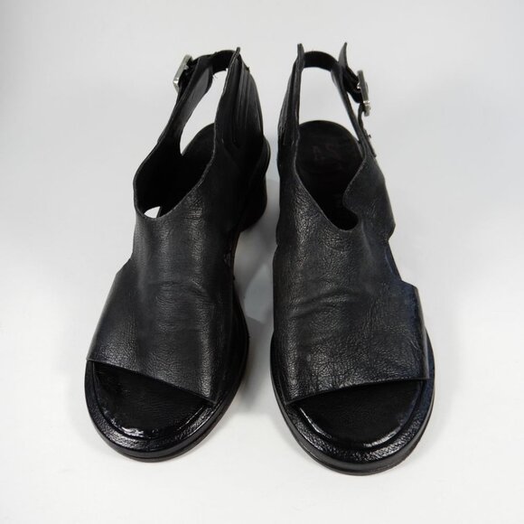 A.S.98 Lucca Heeled Sandals Size 37 7 Black Leather EUC $319 - Picture 3 of 12